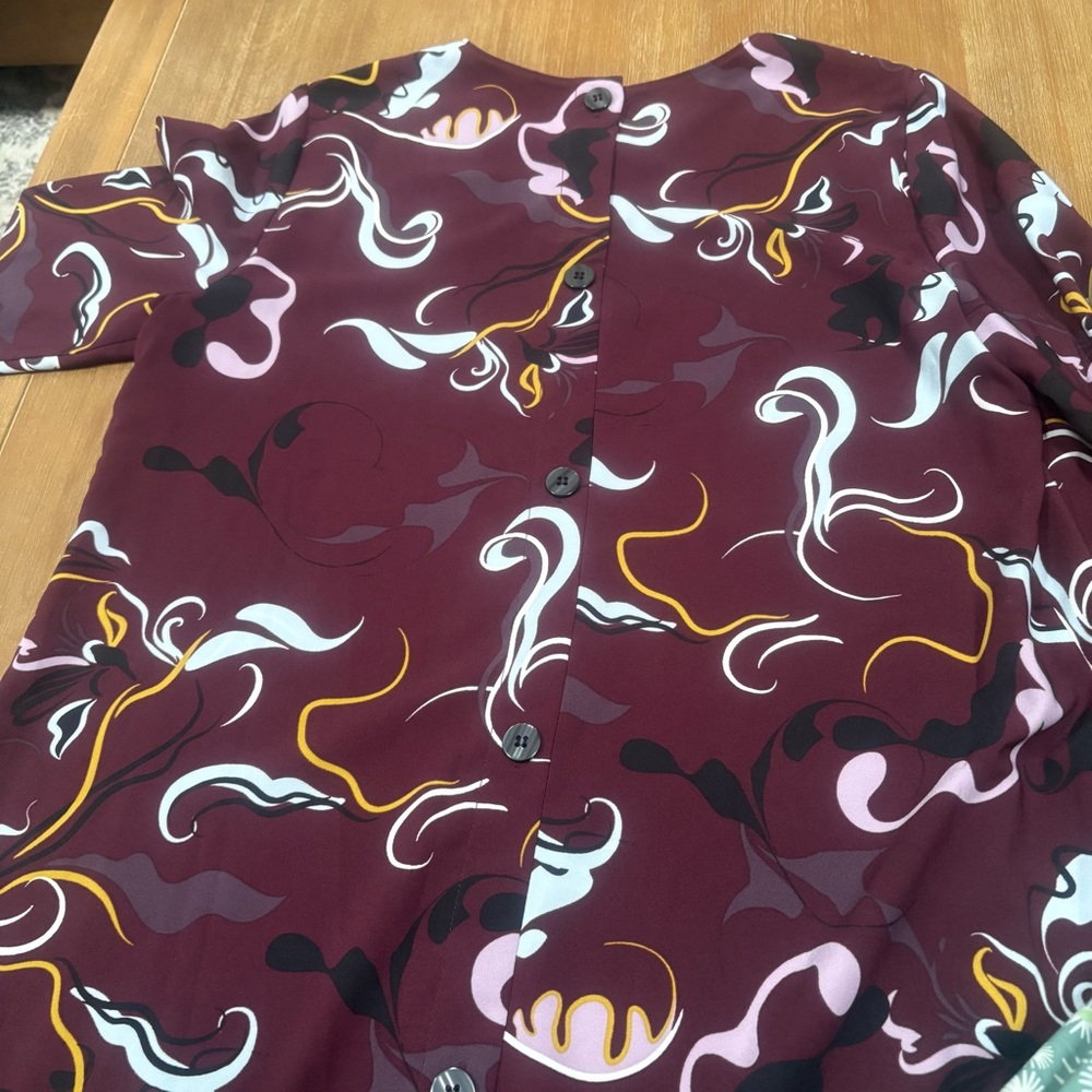 Halogen Maroon And White Patterned Midi Dress - image 6